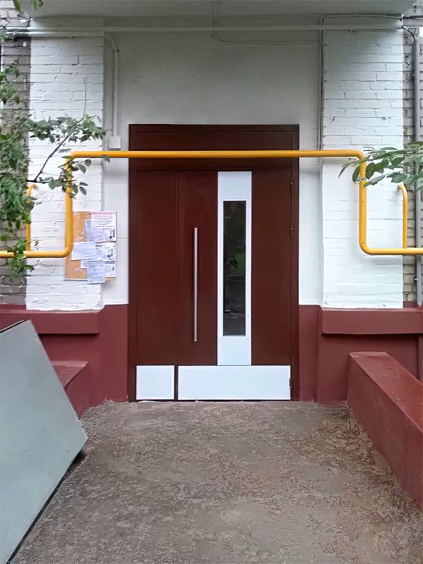 Дверь с фрамугой и отбойником в подъезд (ул. 8-я Парковая, 25)